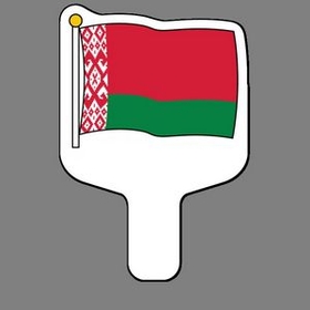 Custom Hand Held Fan W/ Full Color Flag of Belarus, 7 1/2" W x 11" H