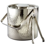 Custom Elegance Stainless Steel Collection 3 Quart Hammered Ice Bucket W/ Tongs