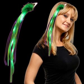 Blank Mardi Gras LED Ribbon Fascinator Diva Hair Clip, 15" L
