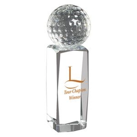 Custom Crystal Golf Ball Trophy, 1 7/8" W x 7" H x 1 7/8" D