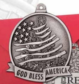 Custom Mini Stock Design Pewter Ornament (God Bless America), 1.875" Diameter
