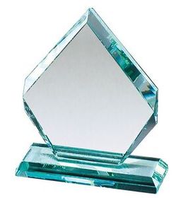 Blank Premium Jade Glass Arrowhead Award Mounted on Glass Base (7 1/2"x9 3/4")