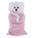Custom Soft Plush White Bear in Baby Sleeping bag 8