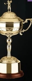 Custom Swatkins Endurance Cup Award w/ Golfer Lid & Wood Base (11.5