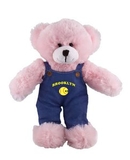Custom Soft Plush Pink Bear in Denim Overall 12