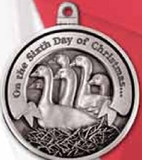 Custom Twelve Days Of Christmas Full Size Ornament (Day 6 - Six Geese-A-Laying), 2.25