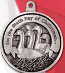 Custom Twelve Days Of Christmas Full Size Ornament (Day 6 - Six Geese-A-Laying), 2.25" Diameter