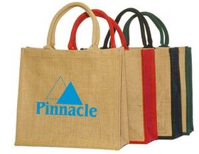Custom All Natural Grocery Tote Bag W/ Rope Handles, 15" L X 13 1/2" W X 6" H