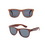 Custom Classic Wood Printed Black Mirror Square Lens Horn Rimmed Sunglasses, 5 3/5" L x 1 9/10" W x 5 3/5" H, Price/piece