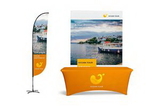 Custom Table Cover Kit - 9' Feather Flag + 6' Table Cover + Expandable Banner Wall