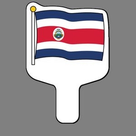 Custom Hand Held Fan W/ Full Color Flag Of Costa Rica, 7 1/2" W x 11" H