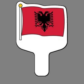 Custom Hand Held Fan W/ Full Color Flag of Albania, 7 1/2" W x 11" H