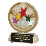 Custom Cheerleader Stone Resin Trophy w/ Engraving Plate