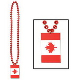 Custom Beads w/ Printed Canadian Flag Medallion, 36