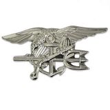 Blank Military- U.S. Navy Seal Team Tri Silver Pin, 1 1/4