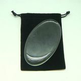 Custom Oval Glass Paperweight W/ Velveteen Pouch, 4.75