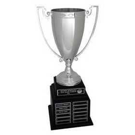 Custom 20 1/2" Perpetual Trophy w/13" Silver Cup on Black Base