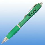 Custom Plastic Curve Pen - Green with Silver Trim, 5 1/2