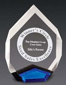 Custom Blue Acrylic Marquis Award (6"x8")