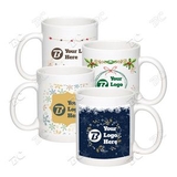 Custom Holiday Design 11 oz. C-Handle White Photo Sublimated Coffee Mug, 3 1/4