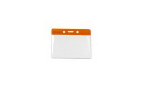 Custom Horizontal Top Load Color Bar Badge Holder - Orange, 3.75" W x 2.63" H