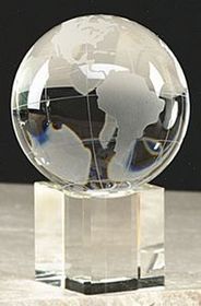 Custom Optical Crystal World Globe Award w/ Base (3")