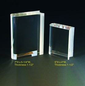 Custom Book Awards optical crystal award trophy., 5" L x 4" W x 1.5" H