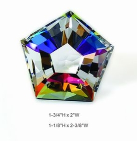 Custom Rainbow Faceted Star Crystal Award Trophy., 1.75" L x 2" Diameter