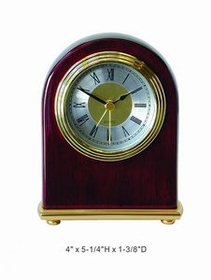 Custom Pino Finish Wood Arch Alarm Clock, 4" L x 5.25" W x 1.375" H