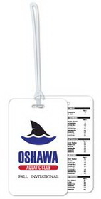 Custom Extra Thick Plastic Stock Tag .060 white styrene 2.75" x 4.5" rectangle, Spot Color Screen-Printed