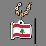 Custom Beaded Necklace W/ Clip On Flag Of Lebanon Medallion