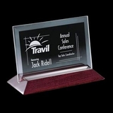 Custom Jade Crystal Embassy Horizontal Award w/ Rosewood Base (5