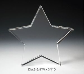 Custom Star Optical Crystal Award Trophy., 5.625" L x 0.75" Diameter