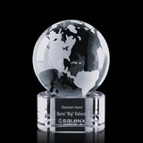Custom Globe on Paragon Clear Optical Crystal Award (3 1/8
