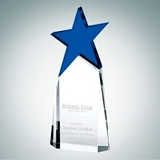 Custom Triumphant Blue Star Optical Crystal Award, 9