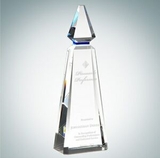 Custom Blue Phineal Optical Crystal Award, 11 1/2