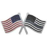 Blank Thin Blue Line USA Crossed Flag Pin, 1/2