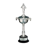 Custom Silver-Plated Pedestal Bowl Trophy Award w/ Ebony Finished Base (32