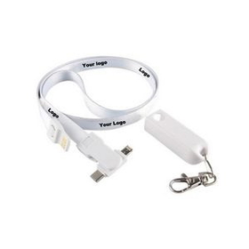 Custom 3 In 1 Lanyard Cellphone USB Charging Cable, 35.5" L x 0.5" W