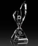 Custom Silver Lightning Golf Crystal Award, 4 1/4