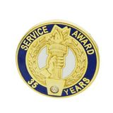 Blank Service Award Lapel Pin (35 Years of Service w/Swarovski Crystal), 3/4