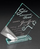 Custom Corvus Jade Glass Award, 8 3/8