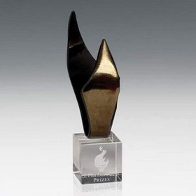 Custom Gold Blaze Art Glass Award (10" High)