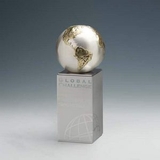 Custom Terra Tower Cast Metal Award w/ Polished Aluminum Base (9 1/2