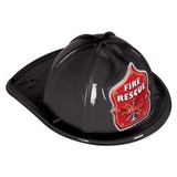 Custom Black Plastic Fire Rescue Hats (CLEARANCE)