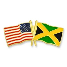Blank Usa & Jamaica Flag Pin, 1 1/8" W X 1/2" H