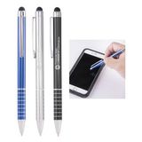 Custom Twist stylus ballpoint pen. Featuring chrome stripped grip and shining accents., 5 3/8