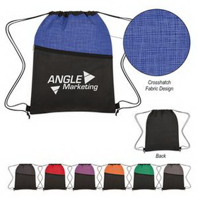 Custom Crosshatch Two-Tone Non-Woven Drawstring Bag, 13" W x 16 1/2" H