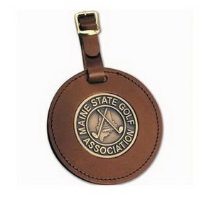Custom Medallion Luggage Tag w/ Die Struck Brass Insert, 3 1/2" Diameter