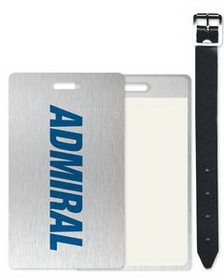 Custom Brushed Aluminum Kwik-Seal Luggage Tag, 2.5" W x 4.25" H